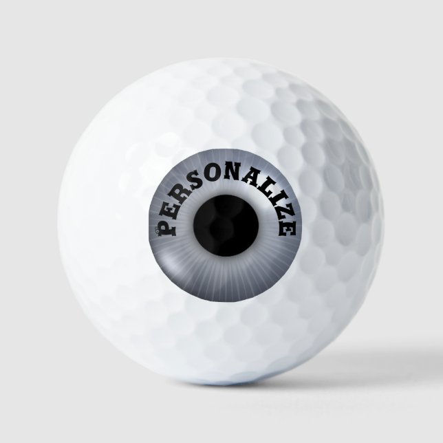 Eyeball silver grey black eye Golf Balls (Front)