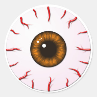 Eyeball with Orange Iris and Red Veins Classic Round Sticker