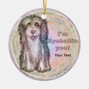 Eyeballing You Sheepdog Ceramic Tree Decoration