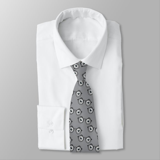 Eyeballs and Glasses On Gray Tie (Tied)