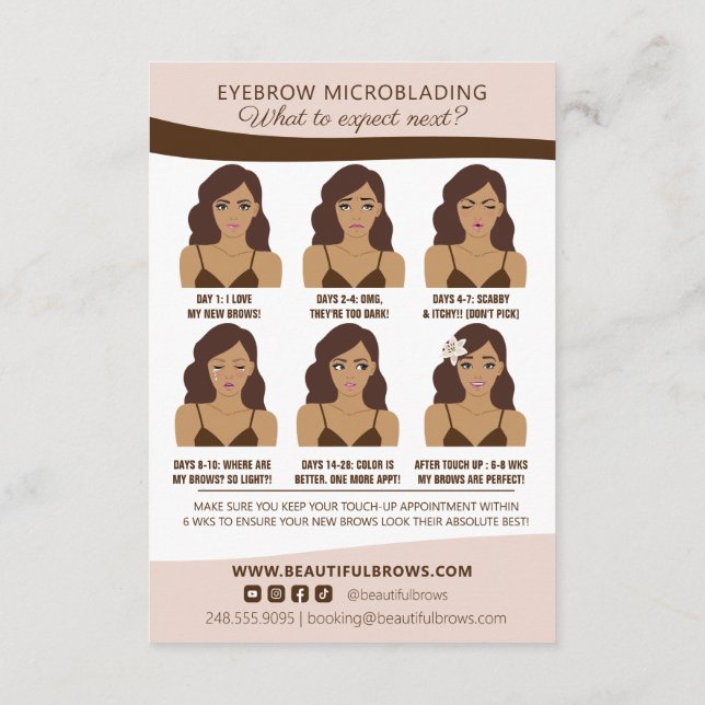 Eyebrow Aftercare & Appointment Reminder Enclosure Card (Back)