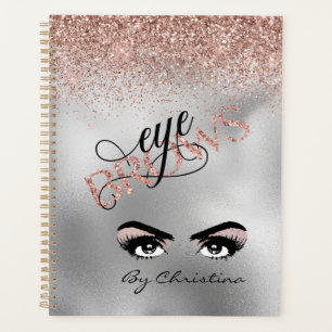 Eyebrow Handwritten Rose Gold Threading Waxing Planner