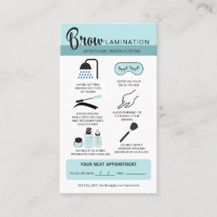 Eyebrow Lamination Aftercare Instructions Business Business Card