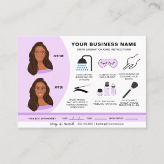 Eyebrow Lamination Aftercare Instructions Business Business Card