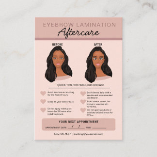 Eyebrow Lamination Aftercare Instructions Business Card