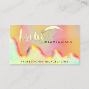 Eyebrow Logo Microblading Gold Holograph QR Code Business Card