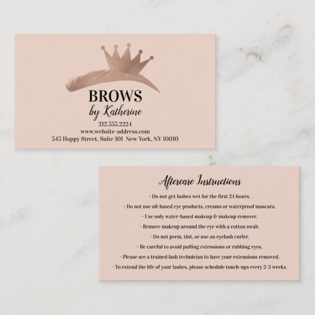 Eyebrow Micorblade Logo Aftercare Rose Logo Royal Business Card (Front/Back)