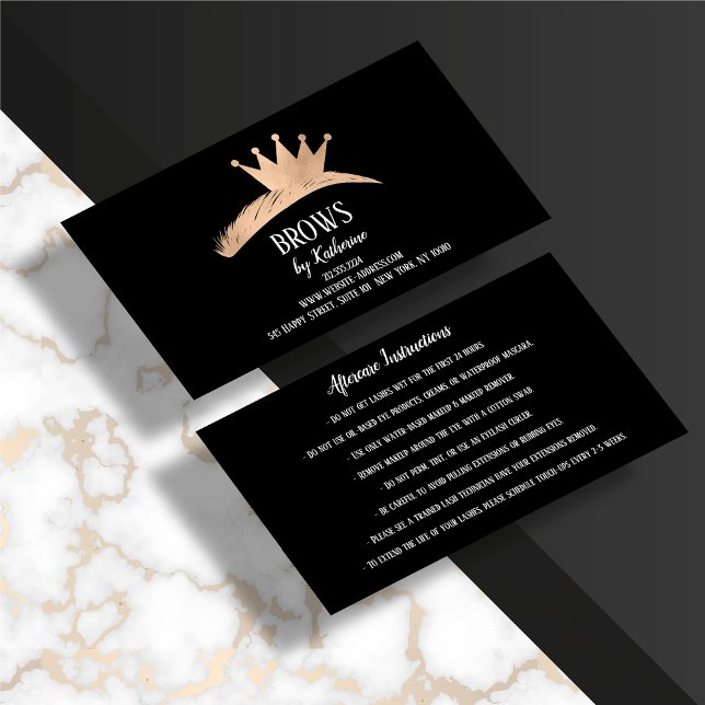 Eyebrow Micorblading Aftercare Crown Black Royal Business Card (Creator Uploaded)