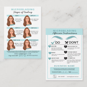 Eyebrow Microblading Aftercare Instructions Business Card