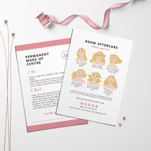 Eyebrow Permanent Make-up Aftercare Instructions Business Card