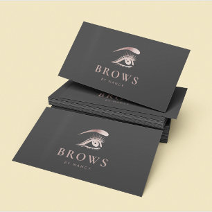 Eyebrow Rose Gold Dark Grey Business Card