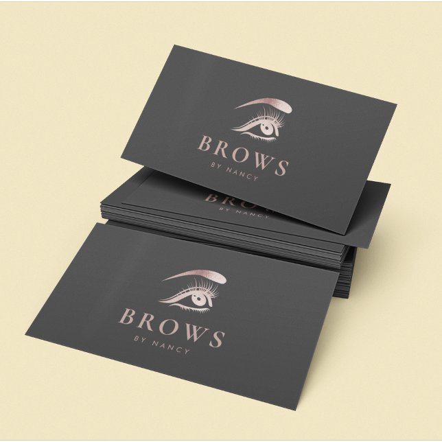 Eyebrow Rose Gold Dark Grey Business Card (Creator Uploaded)