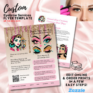 ⭐️Eyebrow Shaping Flyer Template Pink Gold Sparkle