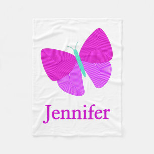 Eyecatching Artistic Line Pattern Butterfly + Name Fleece Blanket