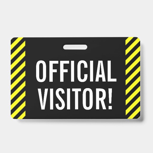 Eyecatching "OFFICIAL VISITOR!" Badge ID Badge (Front)