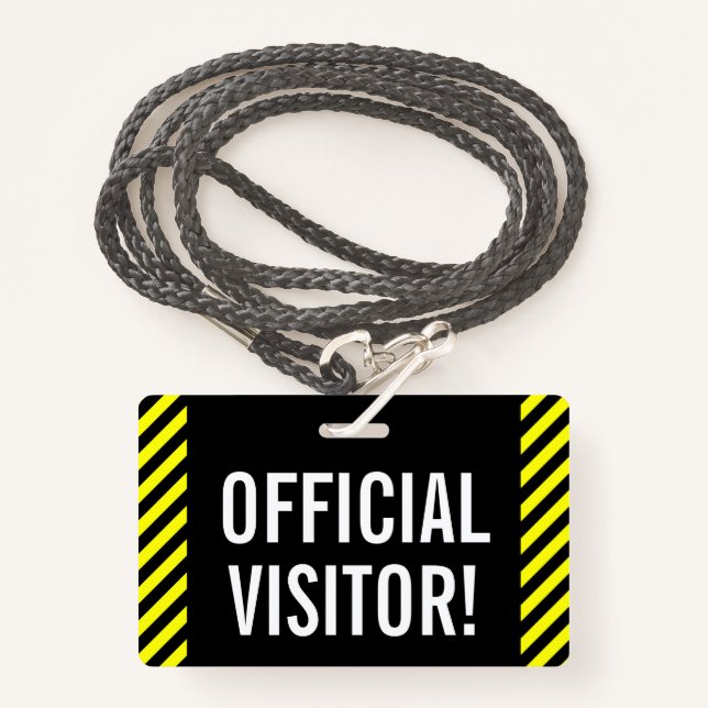 Eyecatching "OFFICIAL VISITOR!" Badge ID Badge (Front with Lanyard)