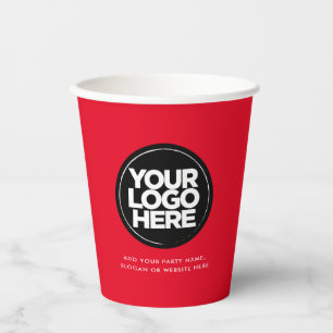 Eyecatching Red   Personalised Logo and Text Paper Cups