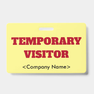 Eyecatching "TEMPORARY VISITOR" Badge ID Badge