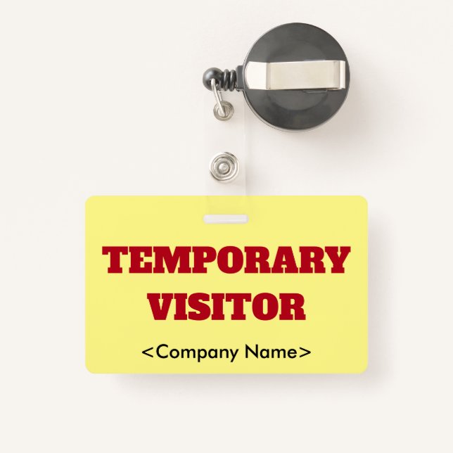Eyecatching "TEMPORARY VISITOR" Badge ID Badge (Back with Retractable)