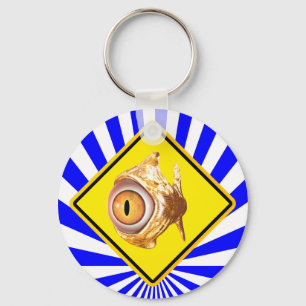 eyefish warning sign key ring