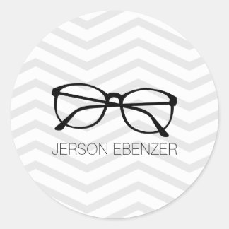 Eyeglass Reading Chevron Masculine Classic Round Sticker