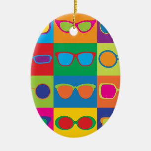 Eyeglasses Chequerboard Ceramic Tree Decoration