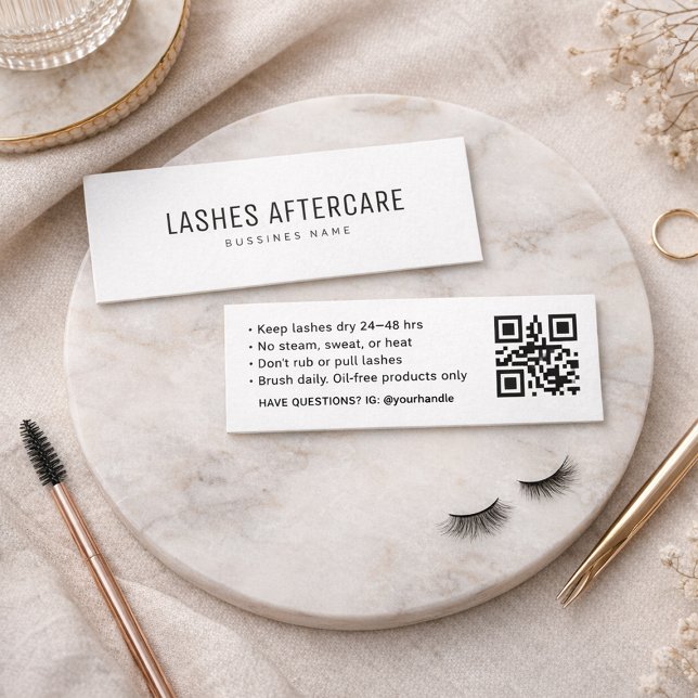 Eyelash Aftercare Instructions Card White (Creator Uploaded)