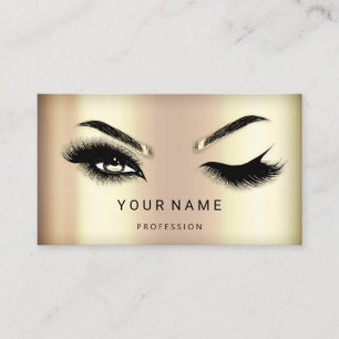 Eyelash Brow Microblade Hair QR CODE Logo FauxGold Business Card