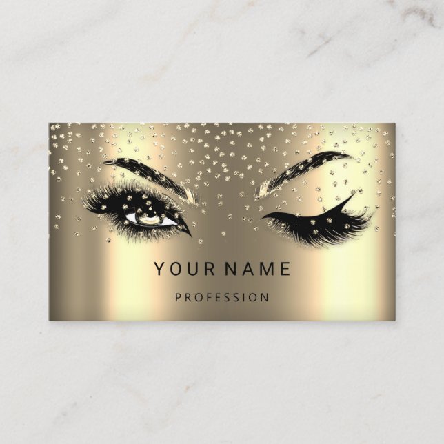 Eyelash Brows Microblade. QR CODE Logo Faux Gold Business Card (Front)