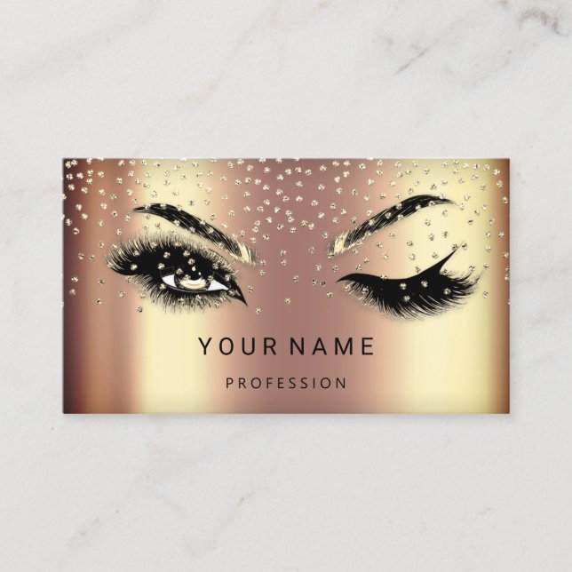 Eyelash Brows Microblade. QR CODE Logo Faux Gold Business Card (Front)
