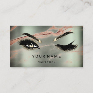 Eyelash Brows Microblade. QR CODE Logo Marble Teal Business Card