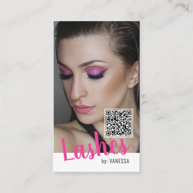 Eyelash business cards with QR code and photos (Front)