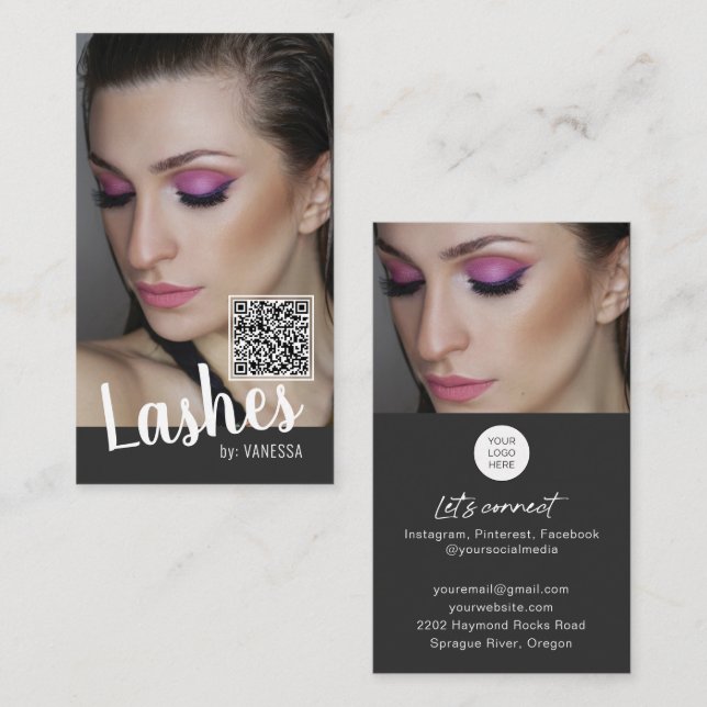 Eyelash business cards with QR code and photos (Front/Back)