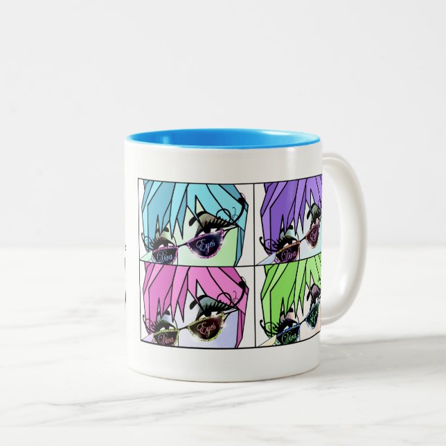 Eyelash Divas Lash Out! Two-Tone Coffee Mug (Front Right)