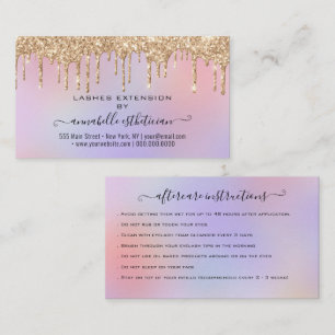 Eyelash Extension Aftercare Instruction Glitter  B Business Card