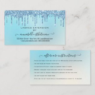 Eyelash Extension Aftercare Instruction Glitter  B Business Card