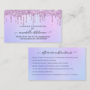 Eyelash Extension Aftercare Instruction Glitter Bu Business Card