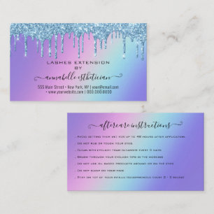 Eyelash Extension Aftercare Instruction Glitter Business Card