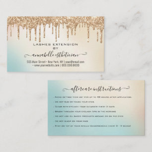 Eyelash Extension Aftercare Instruction Glitter  Business Card