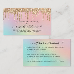 Eyelash Extension Aftercare Instruction Glitter  Business Card