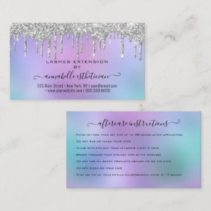 Eyelash Extension Aftercare Instruction Glitter  Business Card