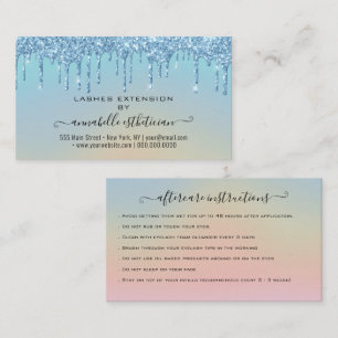 Eyelash Extension Aftercare Instruction Glitter  Business Card