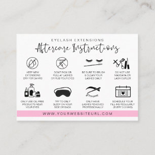 Eyelash Extension Aftercare Instructions Lash Logo Business Card