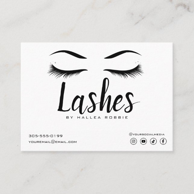 Eyelash Extension Aftercare Instructions Lash Logo Business Card (Front)