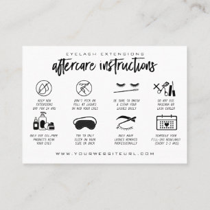 Eyelash Extension Aftercare Instructions Lash Logo Business Card