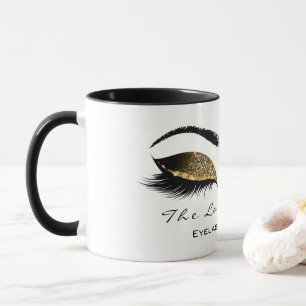 Eyelash Extension Beauty Makeup Gold Glitter Mug