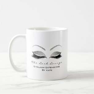 Eyelash Extension Beauty Studio Grey Glitter Coffee Mug