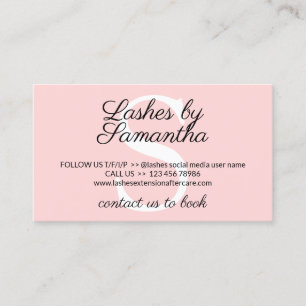 Eyelash Extension Cares Aftercare Instruction Business Card