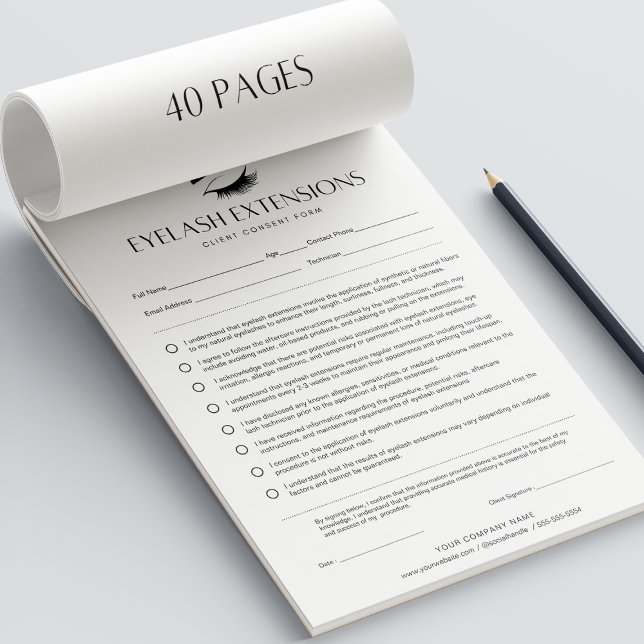 Eyelash Extension Forms Lash Consent Form 40 Pages Notepad (Eyelash Extension Forms Lash Consent Form, 40 Pages Notepad)