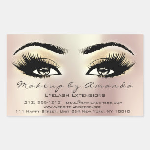 Eyelash Extension Gold Makeup Artist Beauty Salon Rectangular Sticker